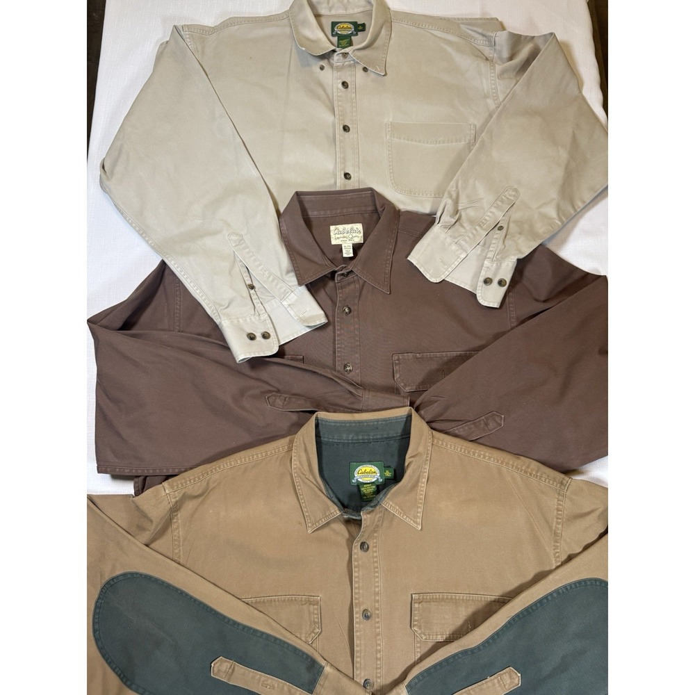 3 Cabelas Shirts Cotton Heavy Duty Long Sleeve Button Outdoor Work Men's XL Tall